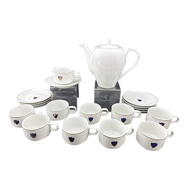 Rare Western Airlines Ceramic China Coffee Service - Coffee Pot & 10 Cups & Saucers For Sale