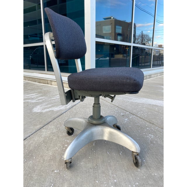 Machine age industrial tanker desk chair, with 4-star aluminum propeller base. Designed originally by Gio Ponti in 1936...