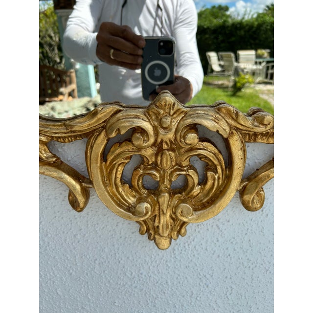 Gold Circa 1920–1940 Chinoiserie Carved Wood Gilt Mirror For Sale - Image 8 of 10