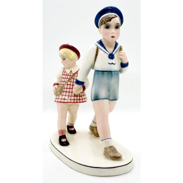 Schoolkids Figurine by Claire Weiss, 1930s For Sale - Image 4 of 7