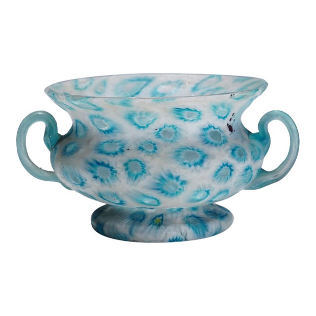 Antique Millefiori Bowl With Handles, Fratelli Toso Murano Ca. 1920s For Sale