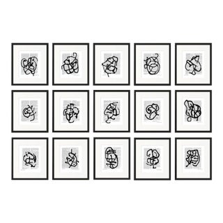 Black & White Abstractions Series (3) – Limited Edition Fine Art Print Collection by Diane Grant - Set of 15 Framed Prints For Sale