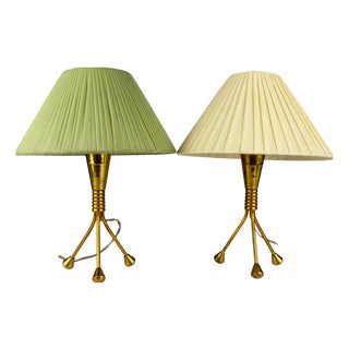Vintage Metal Table Lamps, Italy, 1950s, Set of 2 For Sale