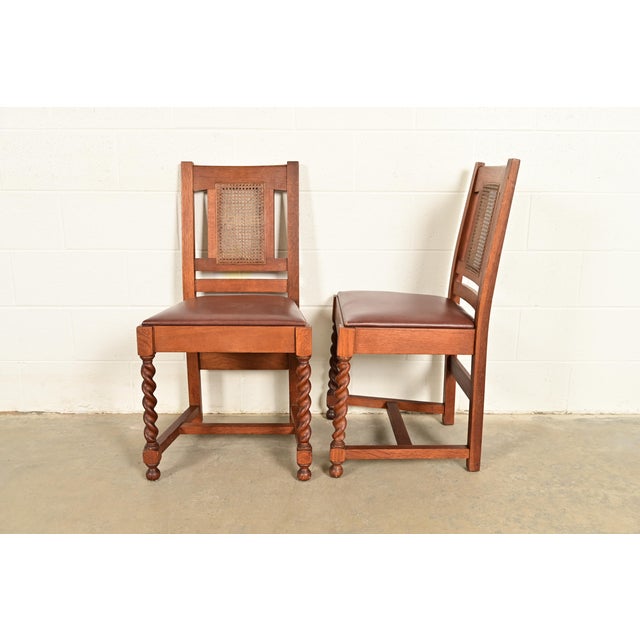 Stickley Brothers Antique Mission Oak and Cane Arts & Crafts Side Chairs or Dining Chairs, Pair For Sale - Image 10 of 14