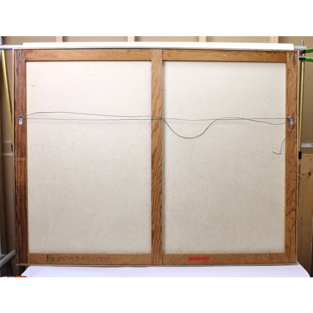 1970s Large Modernist Abstract Oil Painting of Layered Floating Torn Paper For Sale - Image 9 of 10