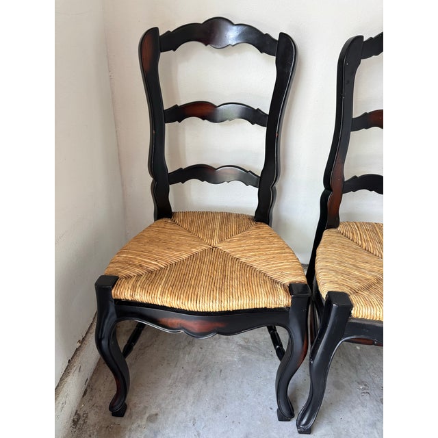 Late 20th Century French Provincial Ladderback Chair Rush Seat For Sale - Image 9 of 10