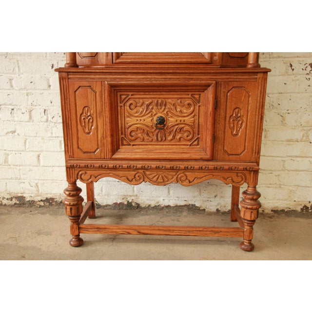 Antique Spanish Revival Carved Oak Hutch Chairish