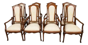 Set of 8 1990s Art Nouveau Style Armchairs With Floral Upholstery