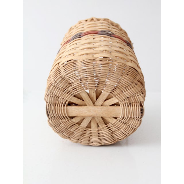 Vintage Woven Splint Basket With Swing Handle For Sale - Image 12 of 13