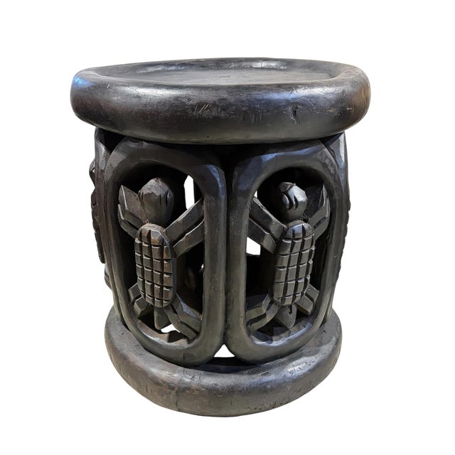 Vintage Lg Tribal Nobility Bamileke Turtle Stool/Table Cameroon 17" H For Sale - Image 4 of 7