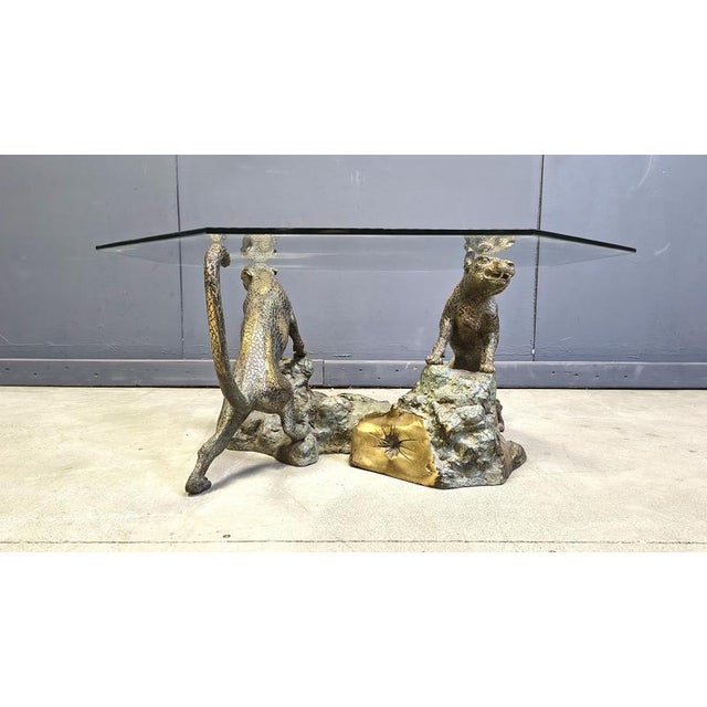 Bronze and Glass Leopard Coffee Table, 1970s For Sale - Image 8 of 12