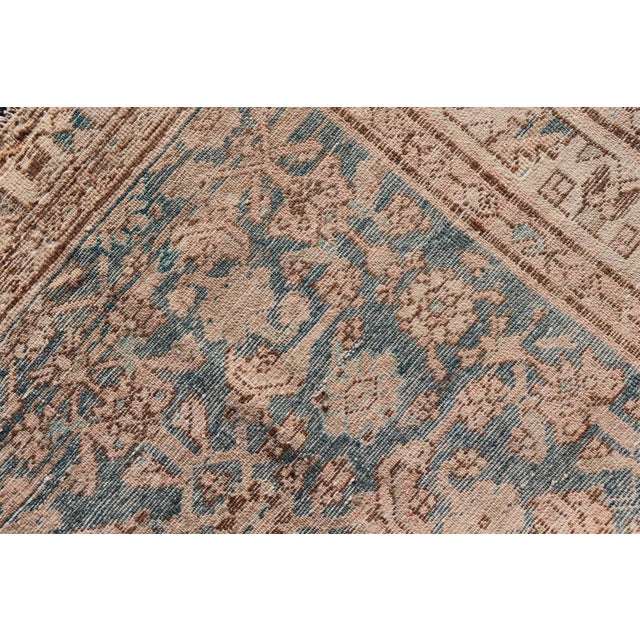 Hamedan Antique Persian Rug With Sub-Geometric Design in Blues and Neutrals For Sale - Image 12 of 12