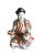 Orange Vintage Sitting Asian Male Handcrafted Hand Painted Glossy Porcelain Figurine For Sale - Image 8 of 8