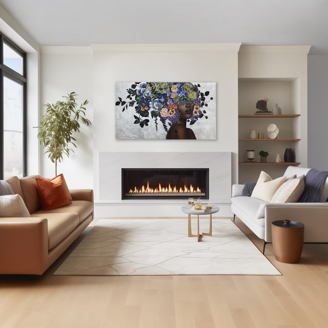 Nevaeh - Silver Leaf Floral Figurative Original Artwork by Sally K For Sale In Los Angeles - Image 6 of 7