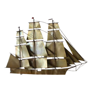 1974 Syd Godfrey Brass Chas W. Morgan Ship Wall Sculpture Vintage