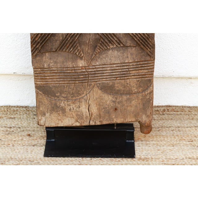 Patinated Antique Carved Geometric Door For Sale In Los Angeles - Image 6 of 9