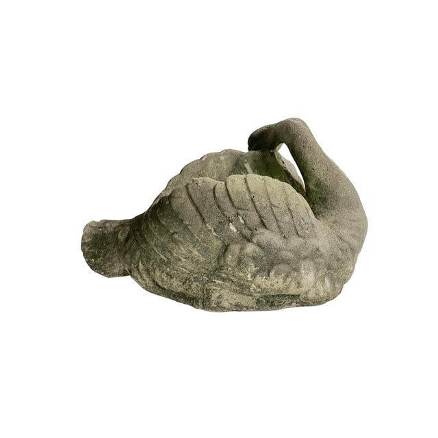 Vintage English Concrete Swan Planter – Weathered Garden Sculpture For Sale - Image 9 of 13