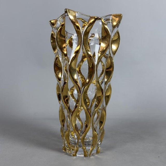 Modern Murano Style Clear and Golden Glass Vase from CC Zecchin For Sale - Image 4 of 13