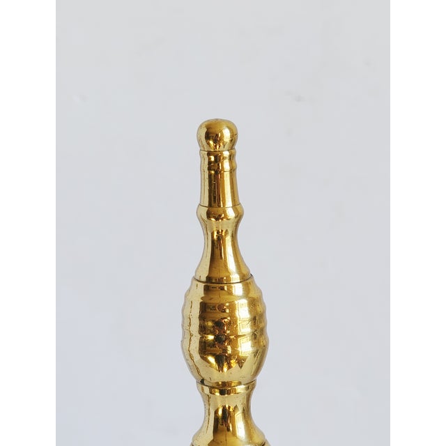 Antique Federal Style Brass Andirons With Steeple Tops - A Pair For Sale - Image 10 of 12