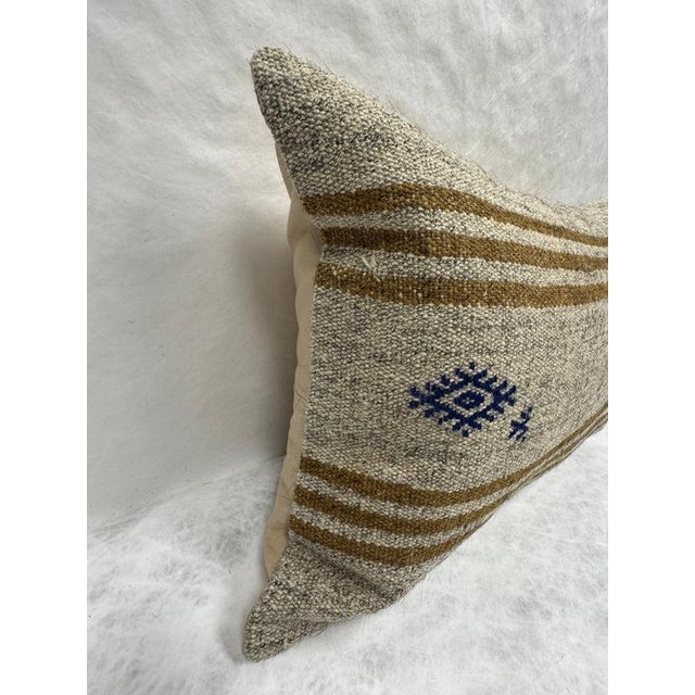 Turkish Hemp Pillow Cushion Natural Beige Brown Pillow Cushion Cover 16" x 24" For Sale - Image 4 of 4
