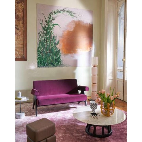 Wood 053 Capitol Complex Oak and Purple Uphosltery Sofa by Pierre Jeanneret for Cassina For Sale - Image 7 of 8