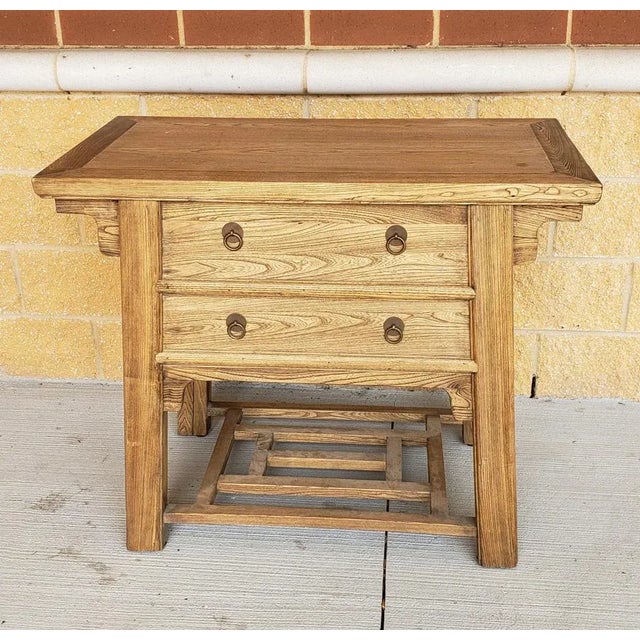 Old Chinese Elm Wood Desk With Hidden Chair For Sale - Image 12 of 12