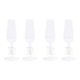 Treetop Cheers Clear Glass Champagne Flutes, Set of 4 For Sale