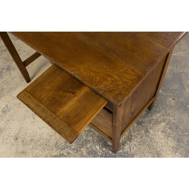 1940s Petite French Art Deco Oak Office Desk For Sale - Image 9 of 17