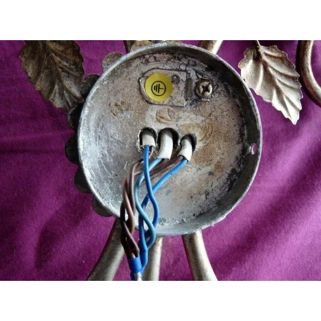 1960s 1960s French Mid Century Gilt Metal Floral Design Wall Sconces Style Bagues - a Pair For Sale - Image 5 of 7