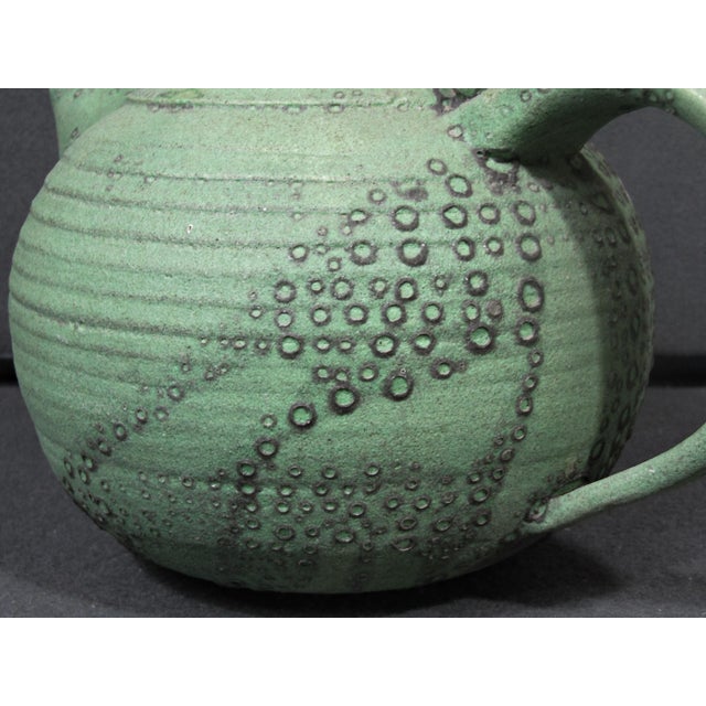 1990s Handmade Modernist Studio Pottery Teapot in Matte Green Glaze For Sale - Image 10 of 13