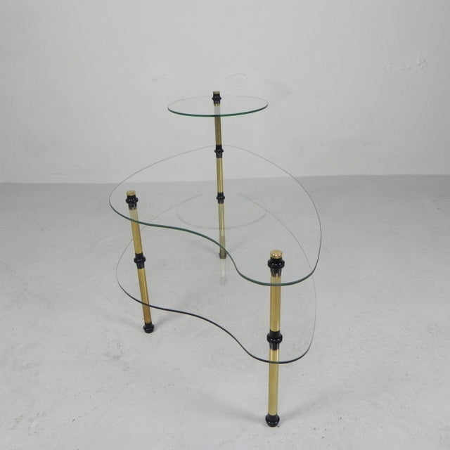 Metal Kidney Shaped Etagere with Three Glass Plates, 1950s For Sale - Image 7 of 15