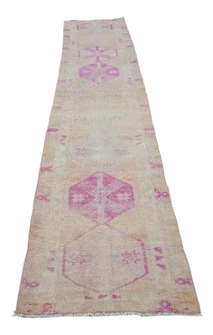 Distressed Turkish Kurdish Herki Runner 2'5" X 13'1"
