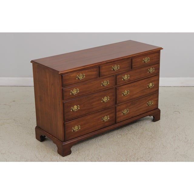 Traditional Henkel Harris Cherry 9 Drawer Double Dresser For Sale - Image 3 of 15