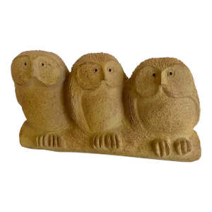 Mid Century Modern Picasso Style Stoneware Sculpture of Owls