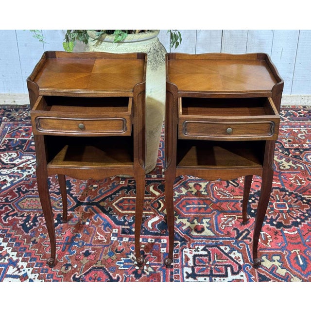 Louis XV Cherry Wood Bedside Tables, 1970s, Set of 2 For Sale - Image 10 of 11