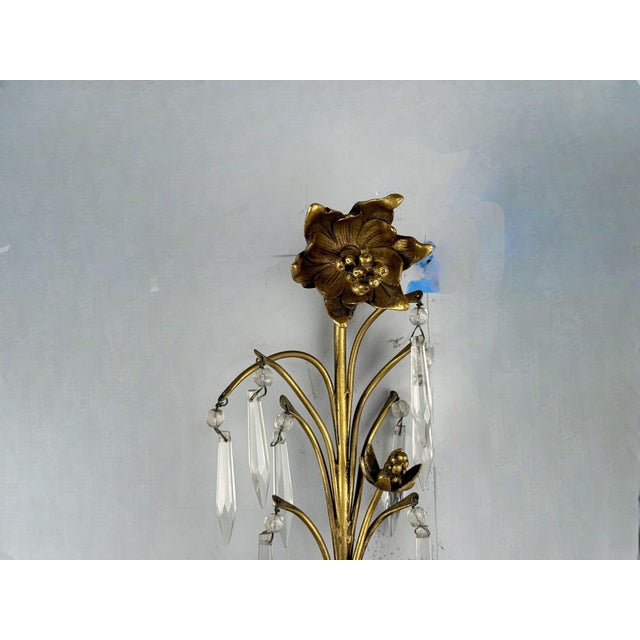 1930s French Louis Xv, Bronze, Cut Crystal, Large Wall Sconces, France, 1930s For Sale - Image 5 of 12