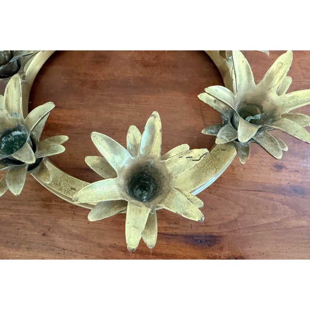 1970s Vintage Brass Pineapple Candle Holder For Sale - Image 5 of 9