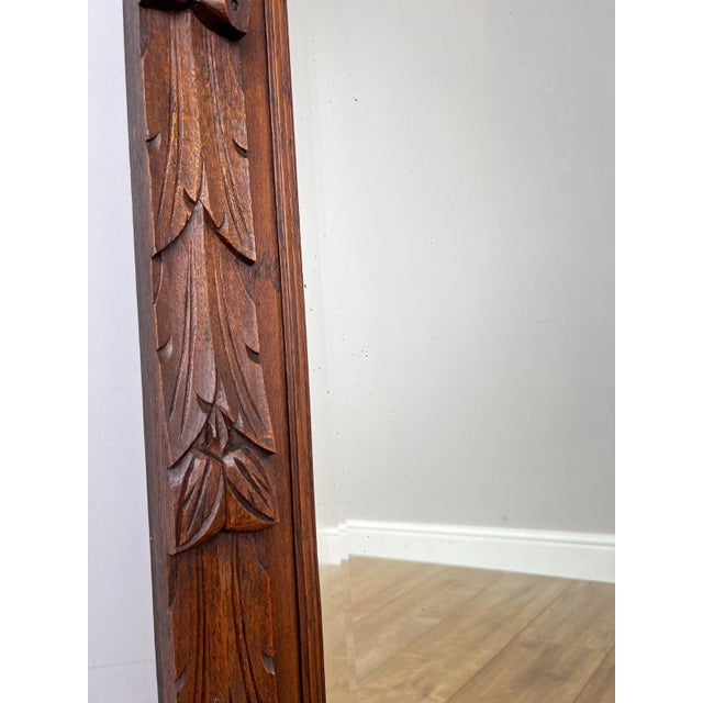 Antique French Oak Wall Mirror in Carved Wall Frame For Sale - Image 11 of 15