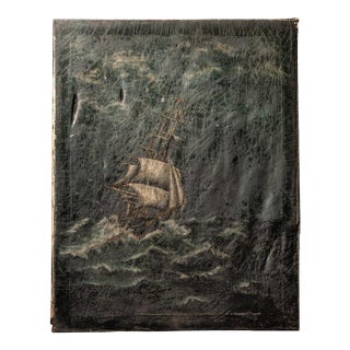 Antique Maritime Oil Painting of a Sailing Ship in a Storm For Sale