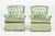 Late 20th Century Green Velvet Button-Tufted Swivel Armchairs, Pair For Sale - Image 5 of 6