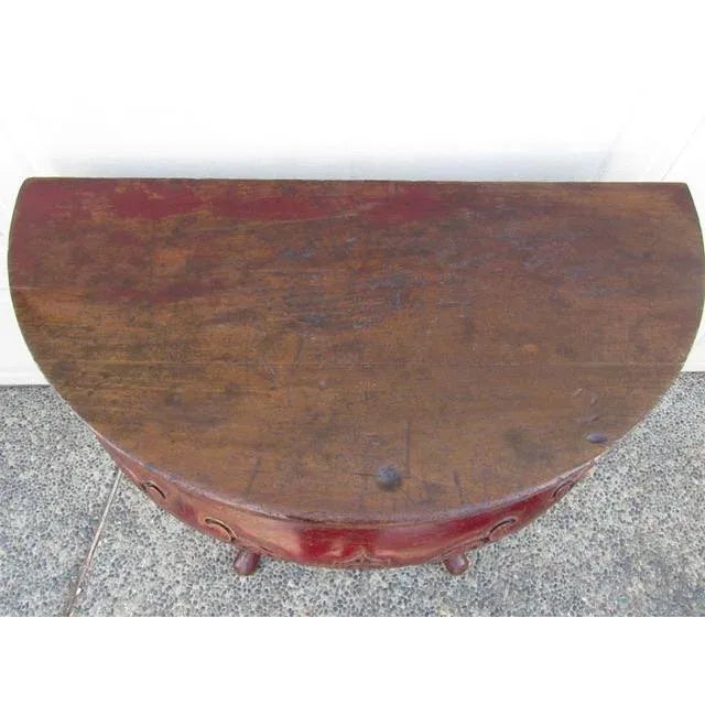 Antique Chinese Painted Demilune Table For Sale In San Francisco - Image 6 of 12