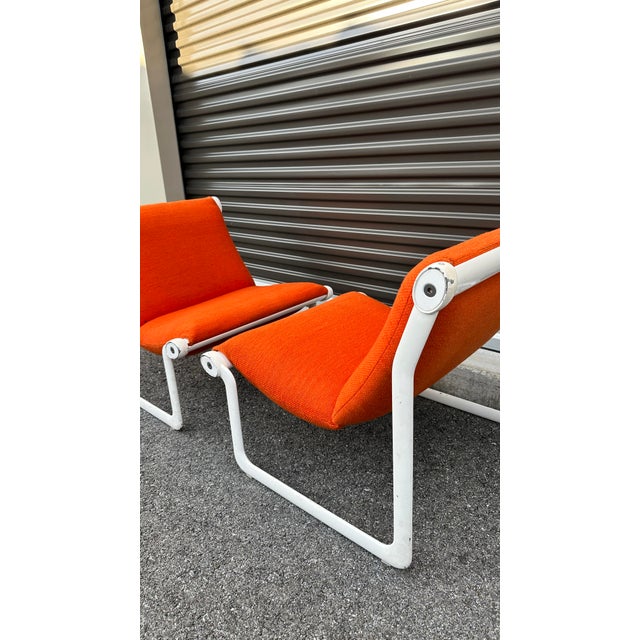 1970s Pair of Orange Knoll Sling Chairs For Sale - Image 9 of 12