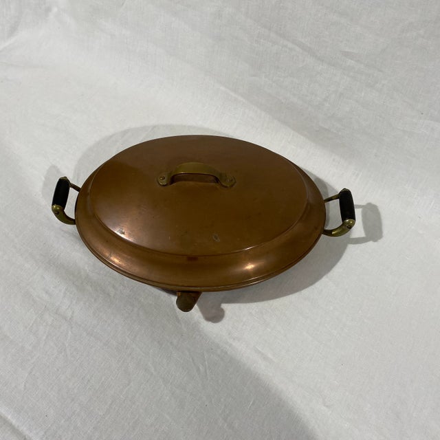 Farmhouse Late 20th Century Copper Warmer With Ceramic Plate For Sale - Image 3 of 13
