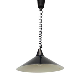 Czechoslovakian Space Age Pendant Lamp in Black Metal, 1970s For Sale