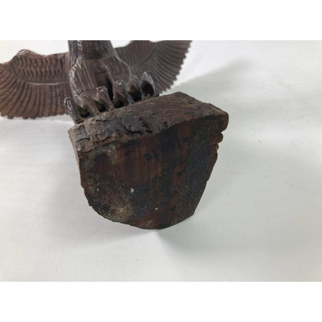 1960s Large Hand-Carved Iron Wood American Bald Eagle Art Sculpture For Sale - Image 11 of 12