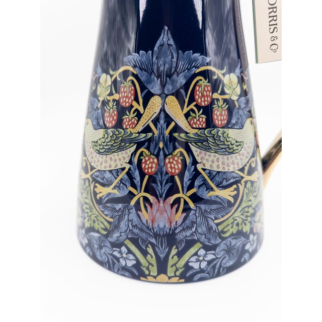 Ceramic Morris & Co. Strawberry Thief Porcelain Pitcher With a Stunning Navy & Gold Motif For Sale - Image 7 of 10