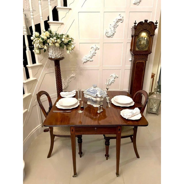 Antique george iii quality mahogany pembroke table having a quality mahogany top with two drop leaves and a reeded edge,...