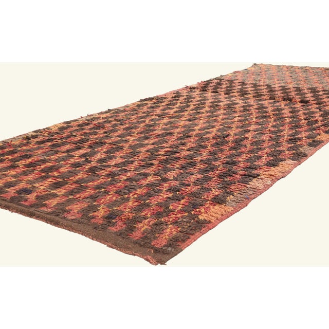 22041 Vintage Boujad Moroccan Rug, 03'07 x 09'02. The Nomad's Covenant: A Vintage Boujad Moroccan Masterpiece of...