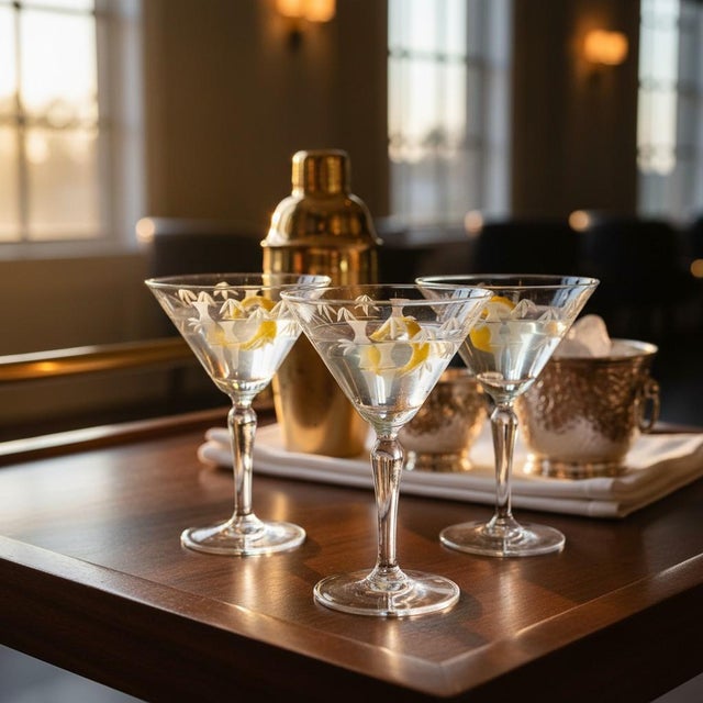 Mid-Century Modern Mid 20th Century Mid Century Modern Sasaki Noritake Bamboo Etched Crystal Martini Cocktail Stemmed Glasses - Set 3 For Sale - Image 3 of 10