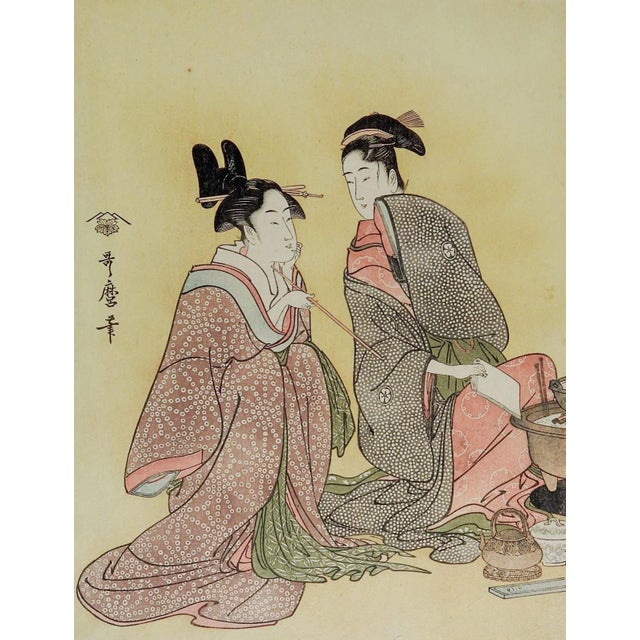 Early 20th Century Kitagawa Utamaro Woodblock Print For Sale